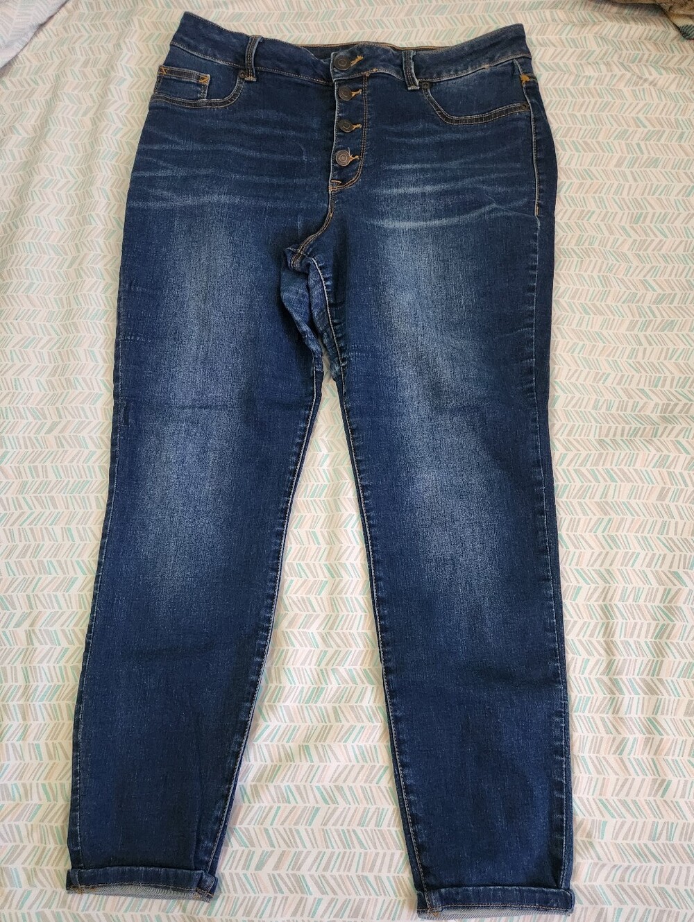 Maurices Dark Blue High-Rise Skinny Jeans with Button Fly